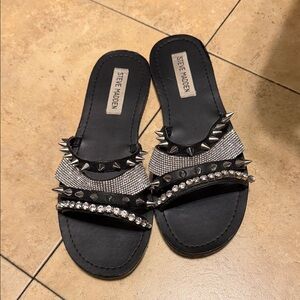 Steve Madden Black and Silver Spiked Sandals